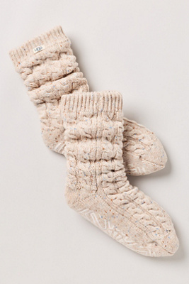 Ugg Elowyn Cable Knit Grip Socks In Ivory