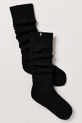 Ugg Rensa Cable Knit High Socks In Black