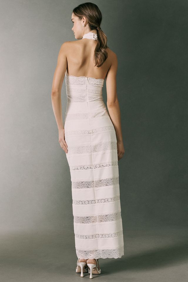 BHLDN Crepe and Lace Halter Maxi Dress #2