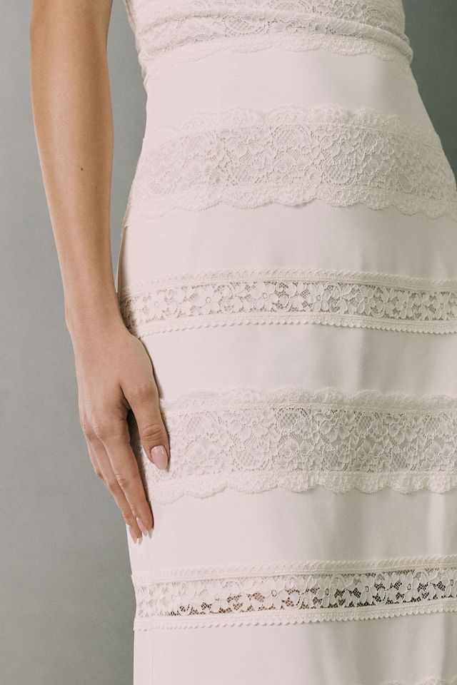 BHLDN Crepe and Lace Halter Maxi Dress #3
