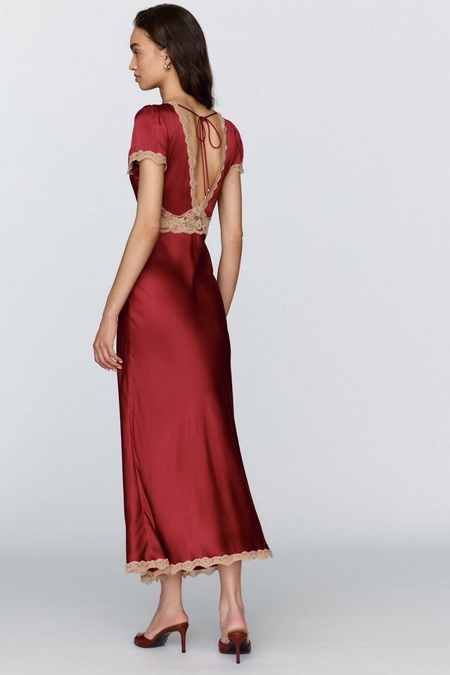 BHLDN Satin Lace Trim Midi Dress #2