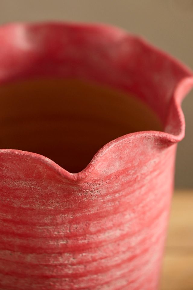 Red Pie Crust Terracotta Pot #1