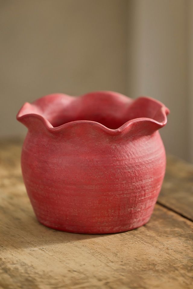 Red Terracotta Pie Crust Planter #2