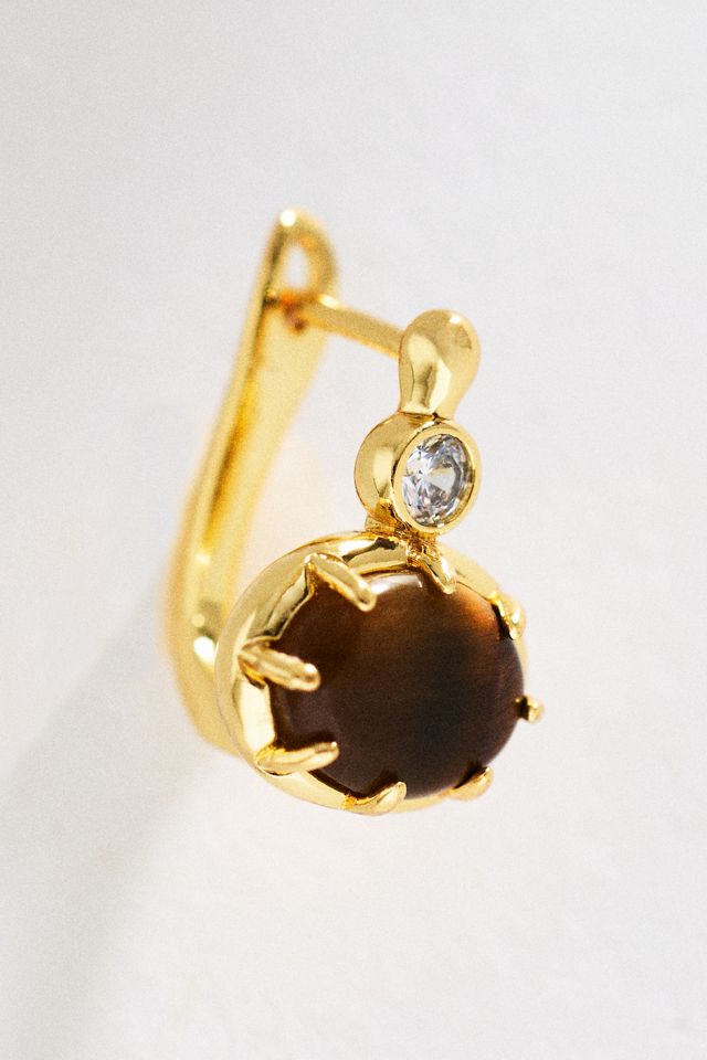 By Anthropologie Crystal Huggie Hoop Earrings #1