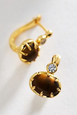 By Anthropologie Crystal Huggie Hoop Earrings