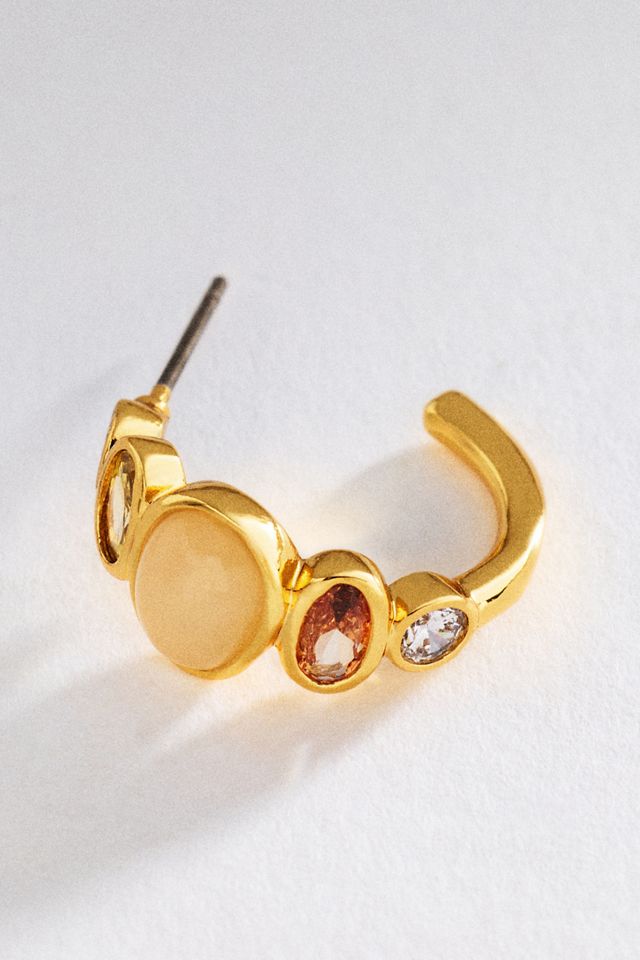 By Anthropologie Stone Hoop Earrings #1