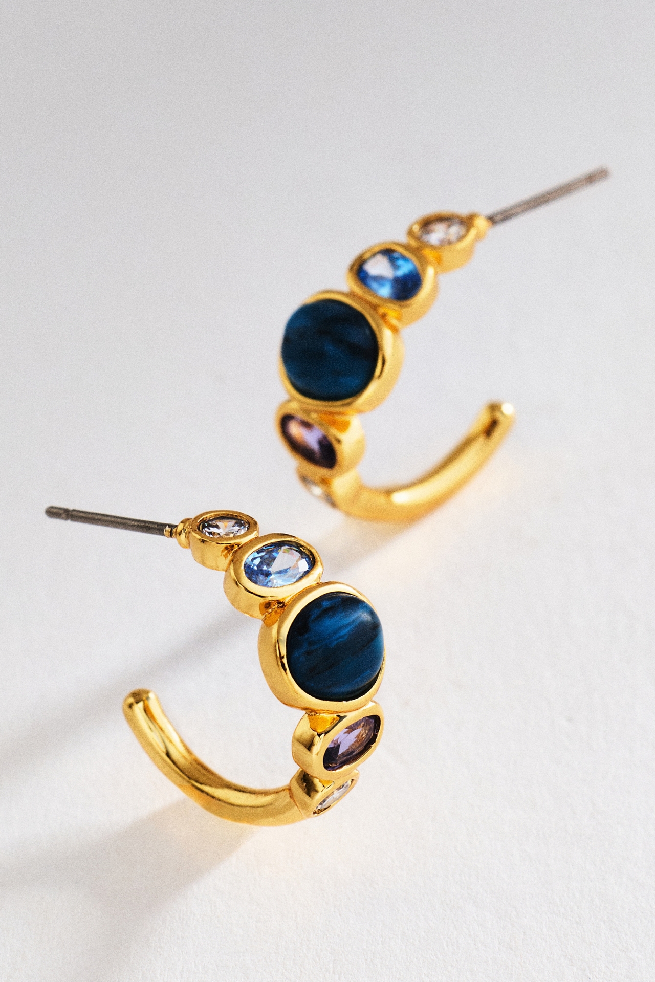 By Anthropologie Stone Hoop Earrings