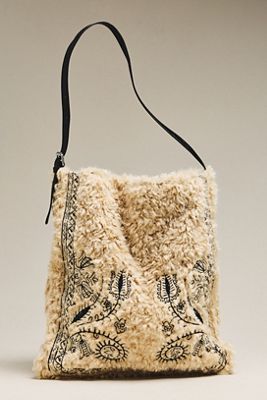 Melie Bianco Annie Faux Shearling Hobo Tote Bag