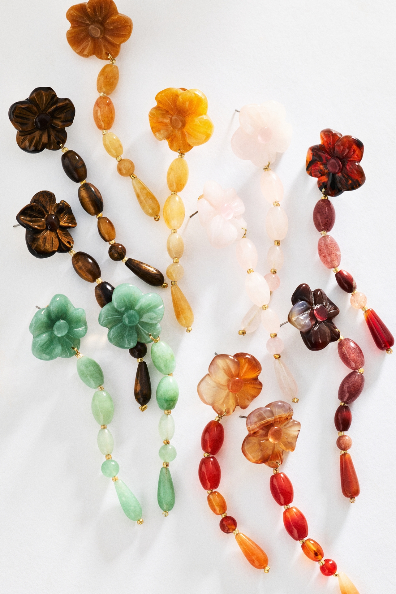 Floral Stone Drop Earrings