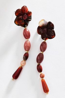 Floral Stone Drop Earrings