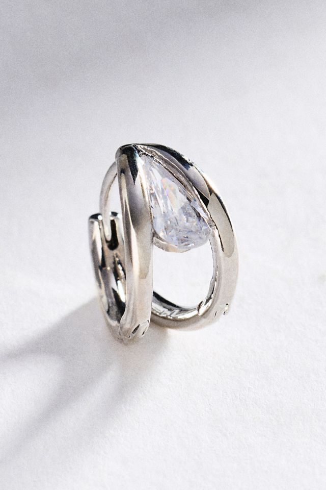 By Anthropologie Crystal Huggie Hoop Earrings #1