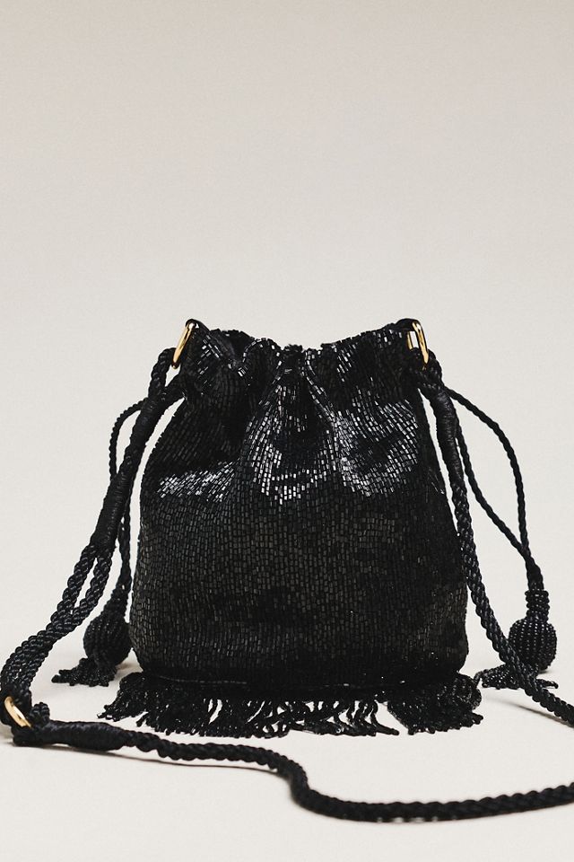 Maeve Beaded Fringe Round Satchel #1