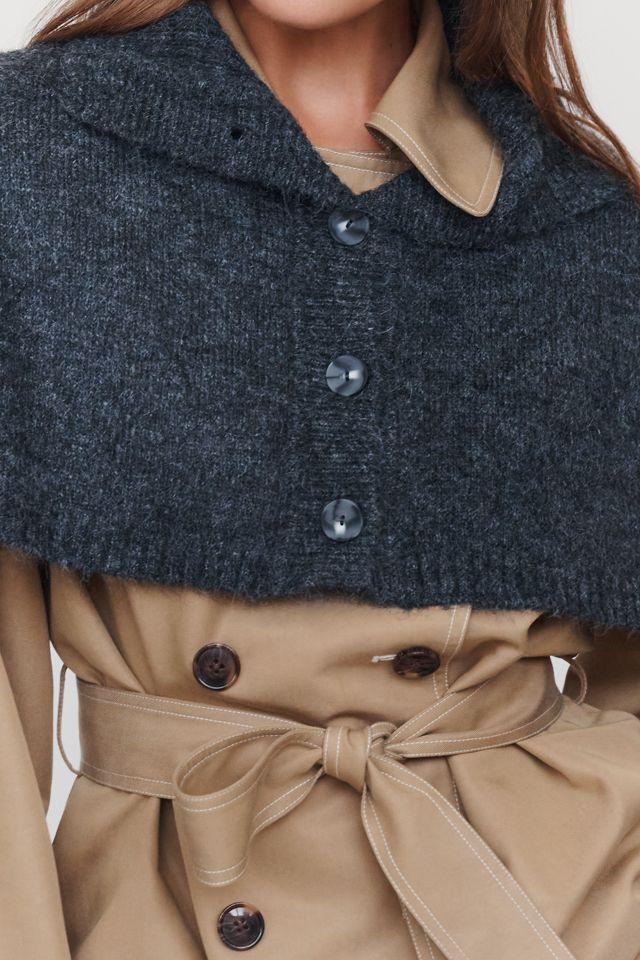 By Anthropologie Cropped Funnel-Neck Poncho #1