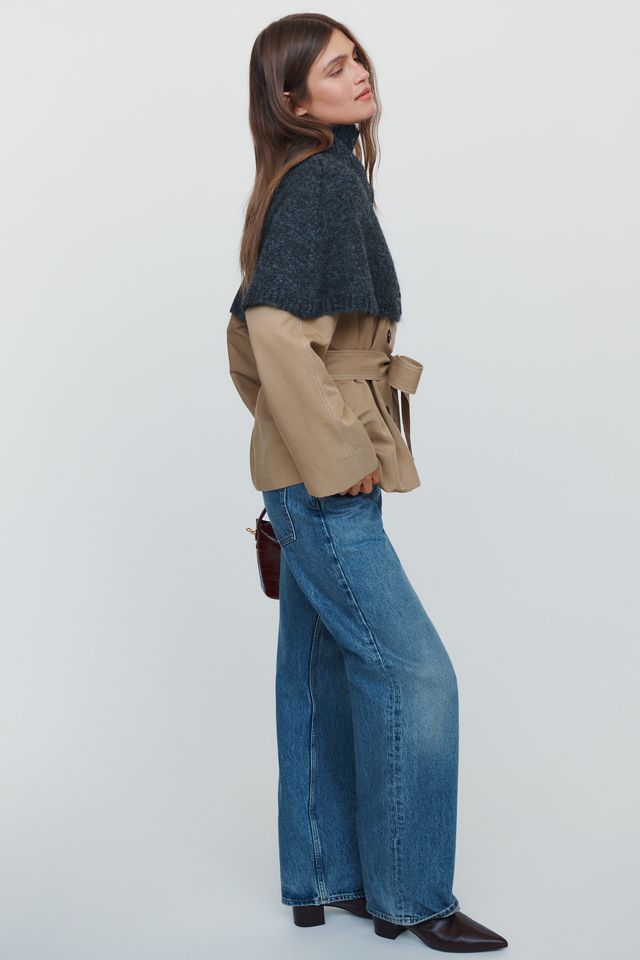 By Anthropologie Cropped Funnel-Neck Poncho #2