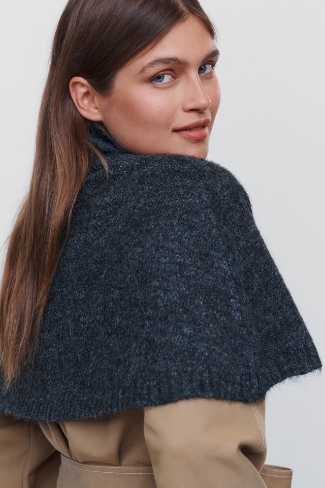 By Anthropologie Cropped Funnel-Neck Poncho #3
