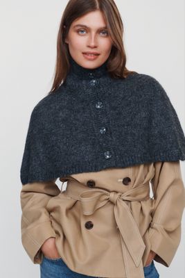 By Anthropologie Cropped Funnel-Neck Poncho
