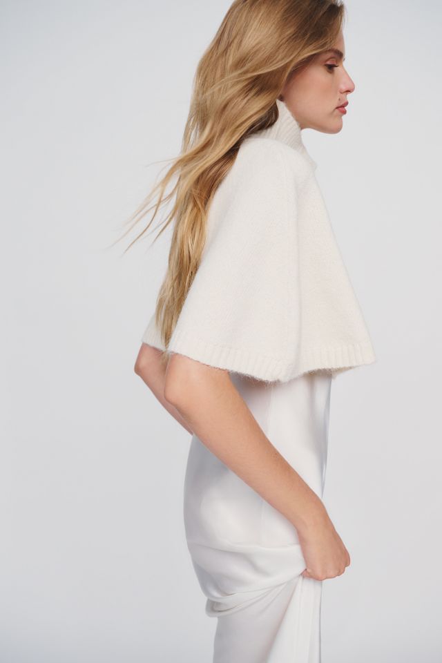 By Anthropologie Cropped Funnel-Neck Poncho #1