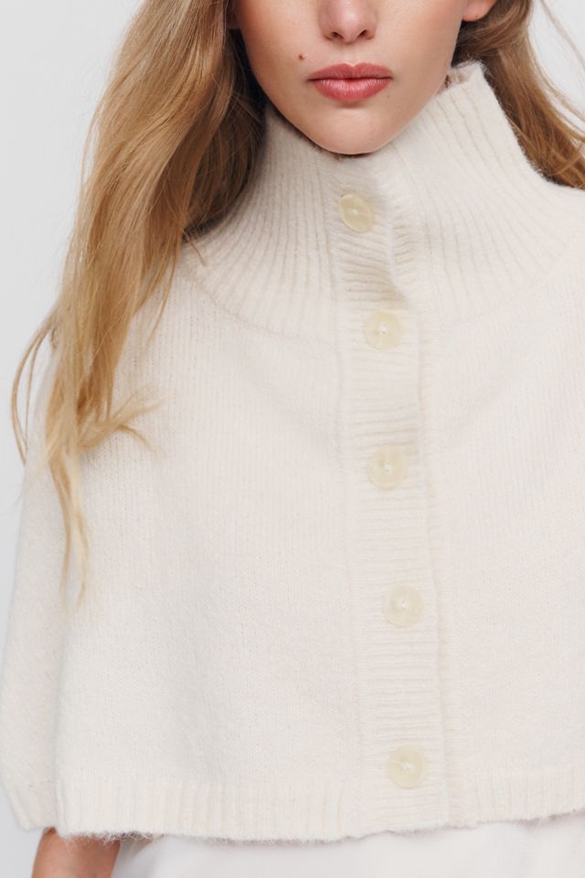 By Anthropologie Cropped Funnel-Neck Poncho #2