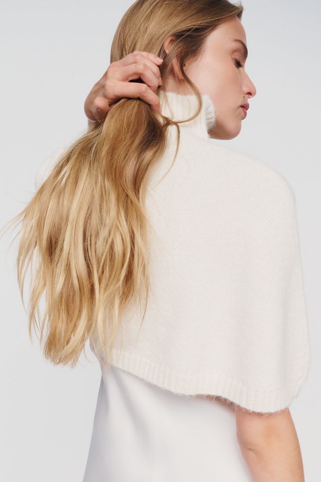 By Anthropologie Cropped Funnel-Neck Poncho #3