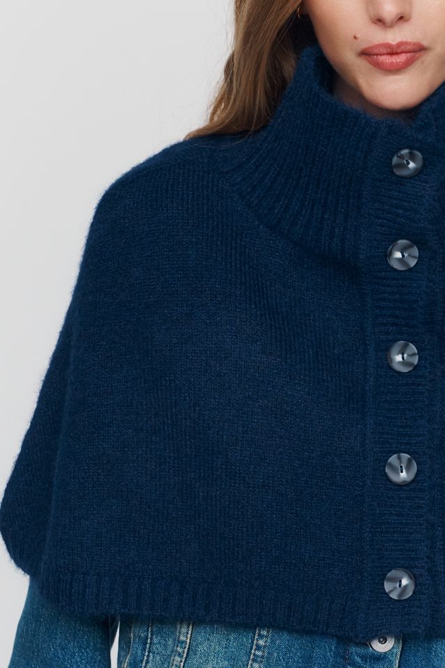 By Anthropologie Cropped Funnel-Neck Poncho #1