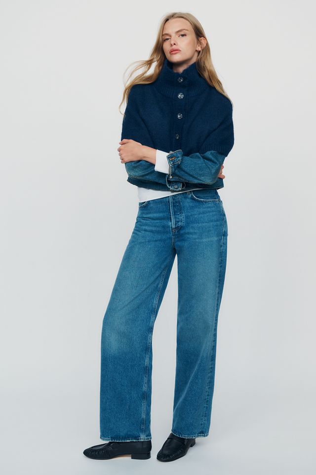 By Anthropologie Cropped Funnel-Neck Poncho #3