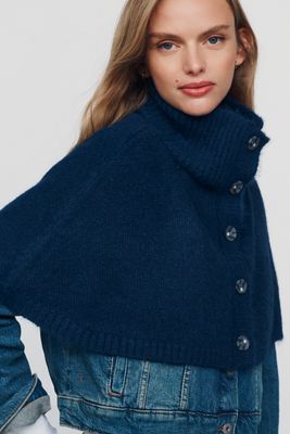 By Anthropologie Cropped Funnel-Neck Poncho