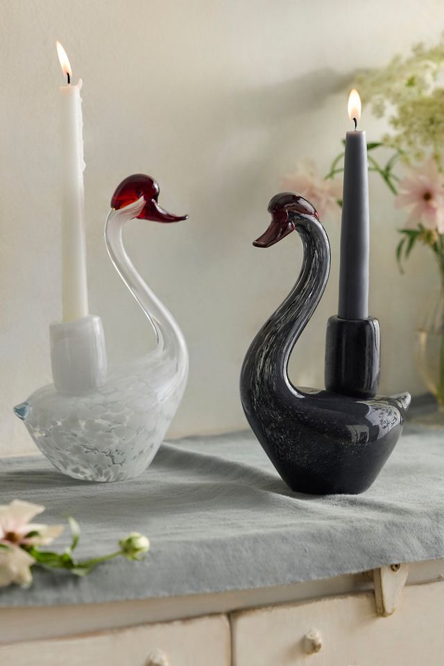 Swan Glass Taper Holder #2