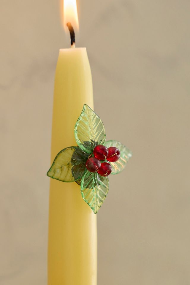 Beaded Holly Candle Pins, Set of 4 #1