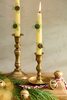 Terrain Beaded Holly Candle Pins, Set of 4