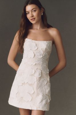 engagement mini dress Nemeida short second wedding dress with floral lace - Bridal style -  Engagement & Civil wedding gown