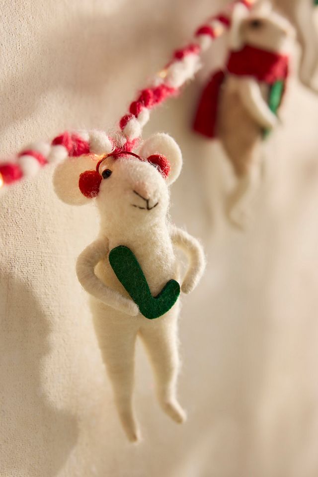 Illuminated Fa La La Felt Critter Garland #1