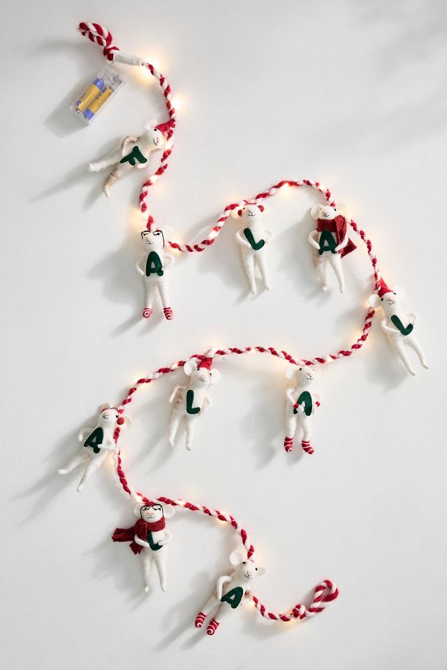 Illuminated Fa La La Felt Critter Garland #2