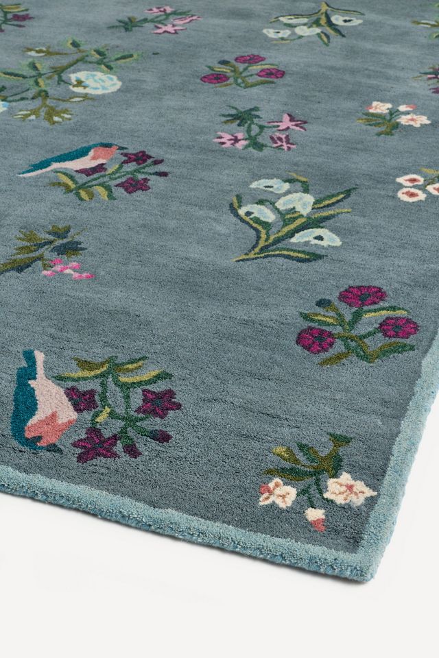 Vivienne Tufted Wool Floral Bird Rug #3