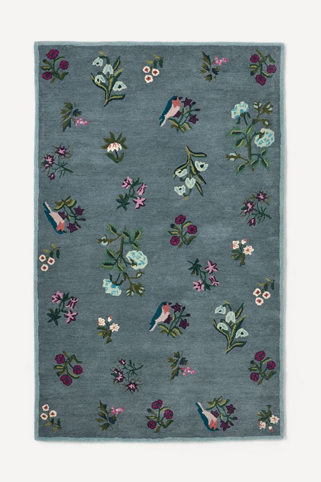 Vivienne Tufted Wool Floral Bird Rug #2