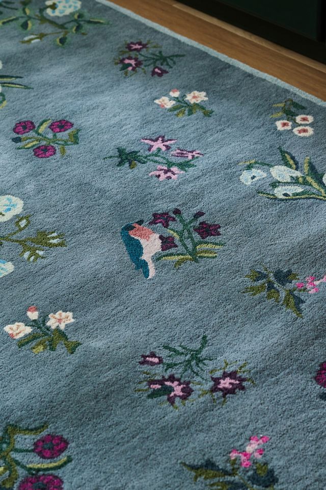 Vivienne Tufted Wool Floral Bird Rug #1