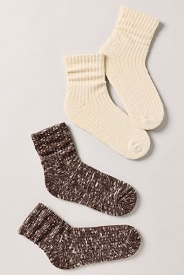 By Anthropologie 100% Cotton Speckled Crew Socks, Set of 2