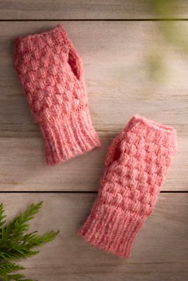 Textured Knit Fingerless Gloves