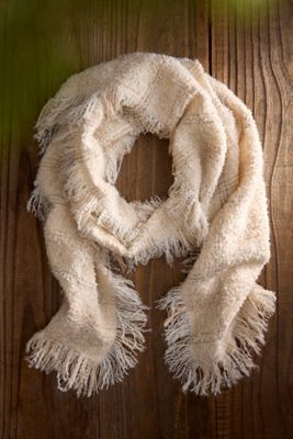 Checked Fray Fringe Scarf