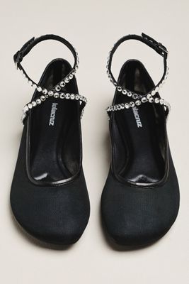 Lola Cruz Rhinestone Mesh Ballet Flats