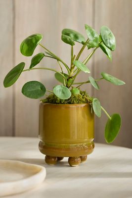 Reactive Glaze Footed Cylinder Pot