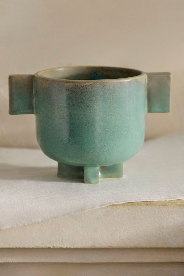 Double Handle Footed Ceramic Pot #2