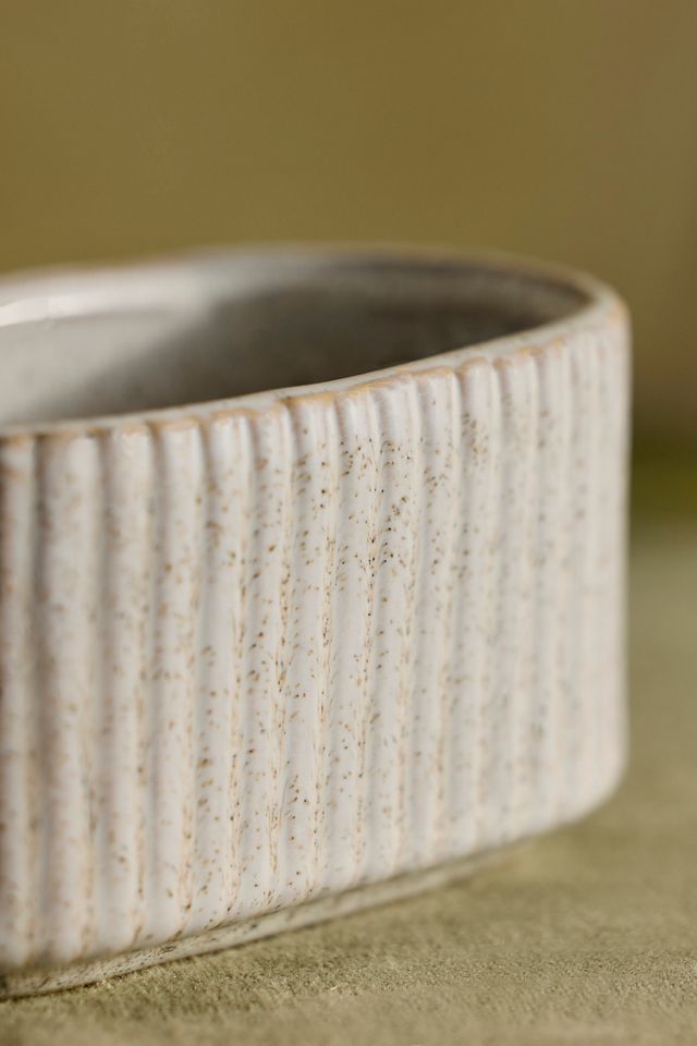 Ridged Oval Ceramic Planter #1