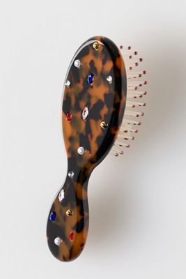 Mini Tortoiseshell Hair Brush With Gems