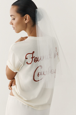 Letluv Found Her Cowboy 100% Cotton Bridal Tee In Ivory