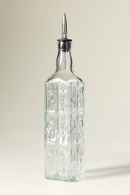 Floral Embossed Glass Oil Cruet