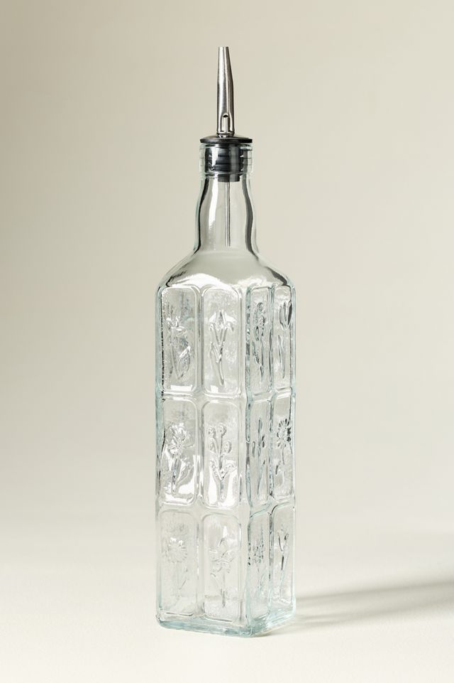 Floral Embossed Glass Oil Cruet | AnthroHome