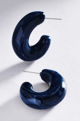 By Anthropologie Encrusted Resin Hoop Earrings In Blue