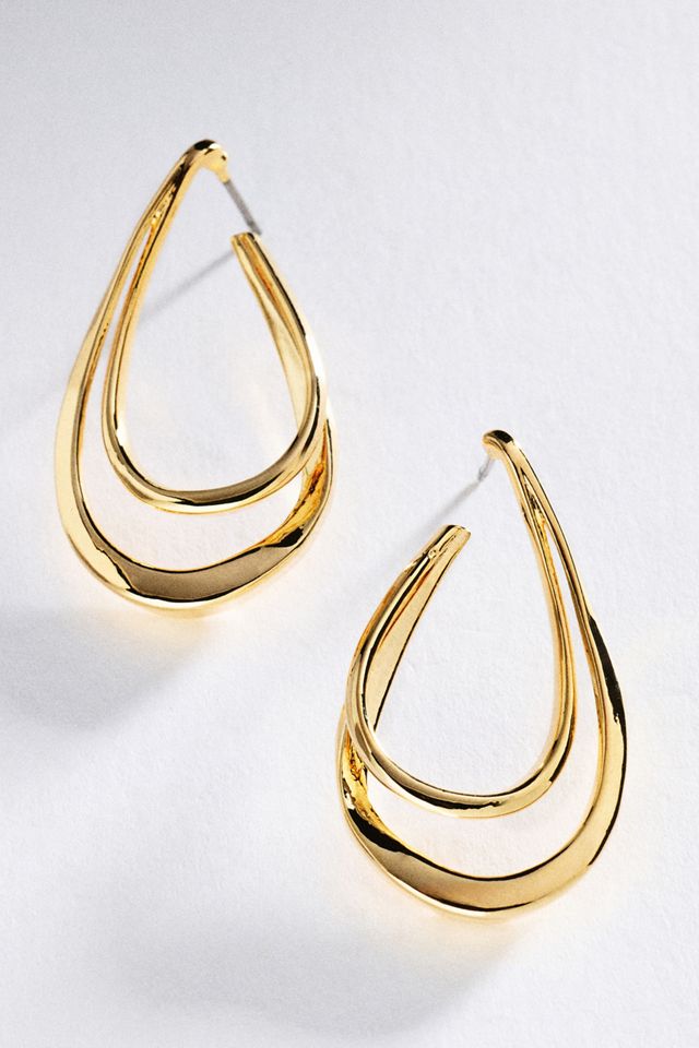 By Anthropologie Layered Teardrop Hoop Earrings #1