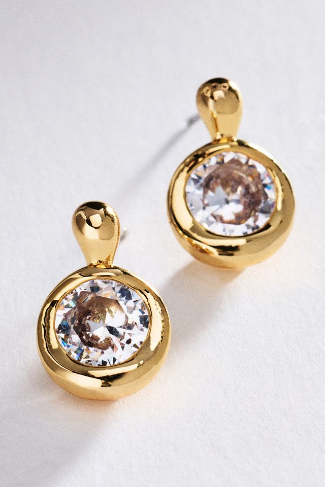 By Anthropologie Bezel Crystal Post Earrings #1