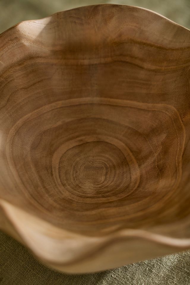 Ruffled Teak Root Bowl Planter #1